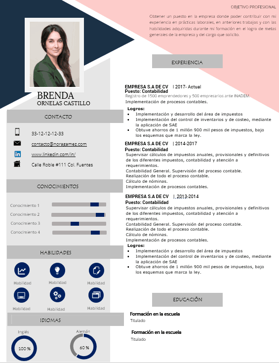 Curriculum Personalizado - Modelo Manet