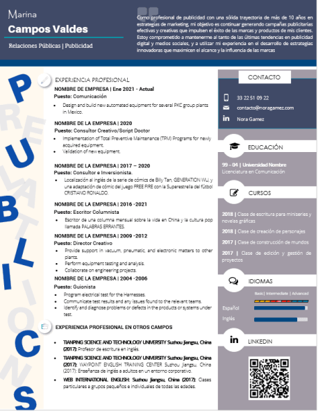 Curriculum Personalizado - Modelo Thatcher